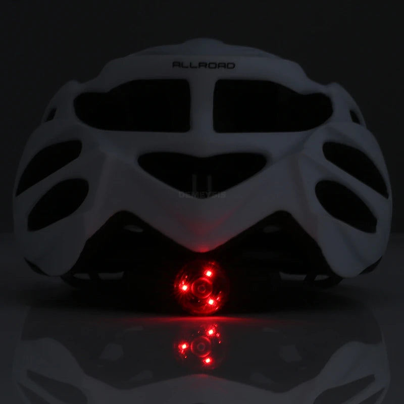 Capacete de Segurança Ultraleve para Ciclismo, Capacete com Luz Traseira para Bicicleta, com Lente e Viseira Removíveis.