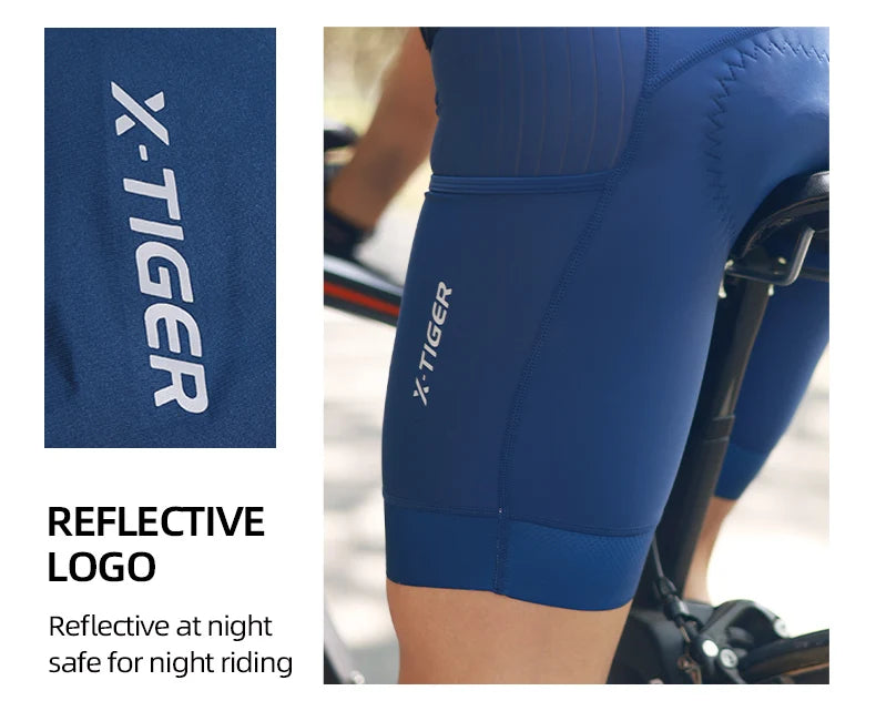 Shorts de Ciclismo X-Tiger Azul - Bermudas de Bicicleta Profissionais, Respiráveis, de Lycra, para Esportes, Feminino, MTB e Estrada.