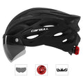 Capacete de Segurança Ultraleve para Ciclismo, Capacete com Luz Traseira para Bicicleta, com Lente e Viseira Removíveis.