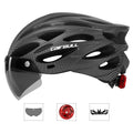 Capacete de Segurança Ultraleve para Ciclismo, Capacete com Luz Traseira para Bicicleta, com Lente e Viseira Removíveis.