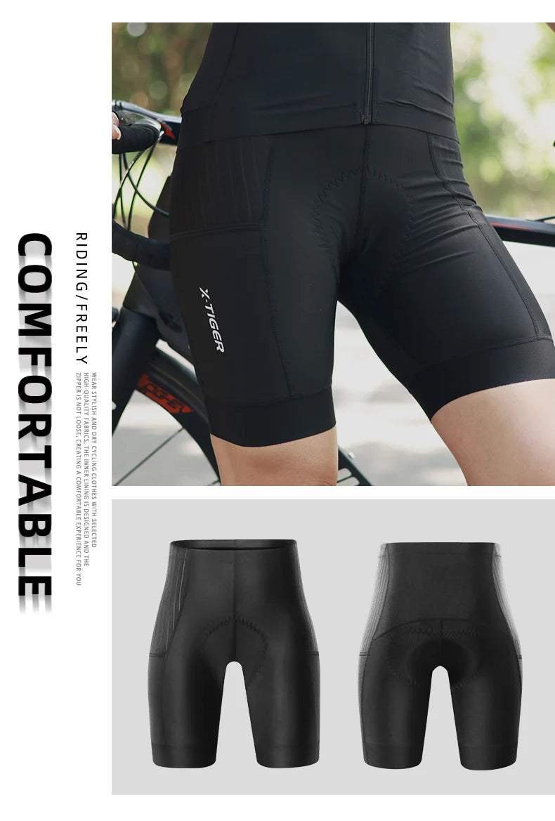 Shorts de Ciclismo X-Tiger Azul - Bermudas de Bicicleta Profissionais, Respiráveis, de Lycra, para Esportes, Feminino, MTB e Estrada.