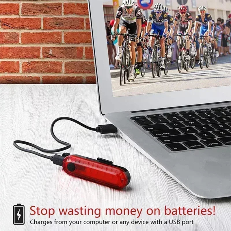 2 peças - Lanternas traseiras da bicicleta usb recarregável, 220mah led à prova d´água.