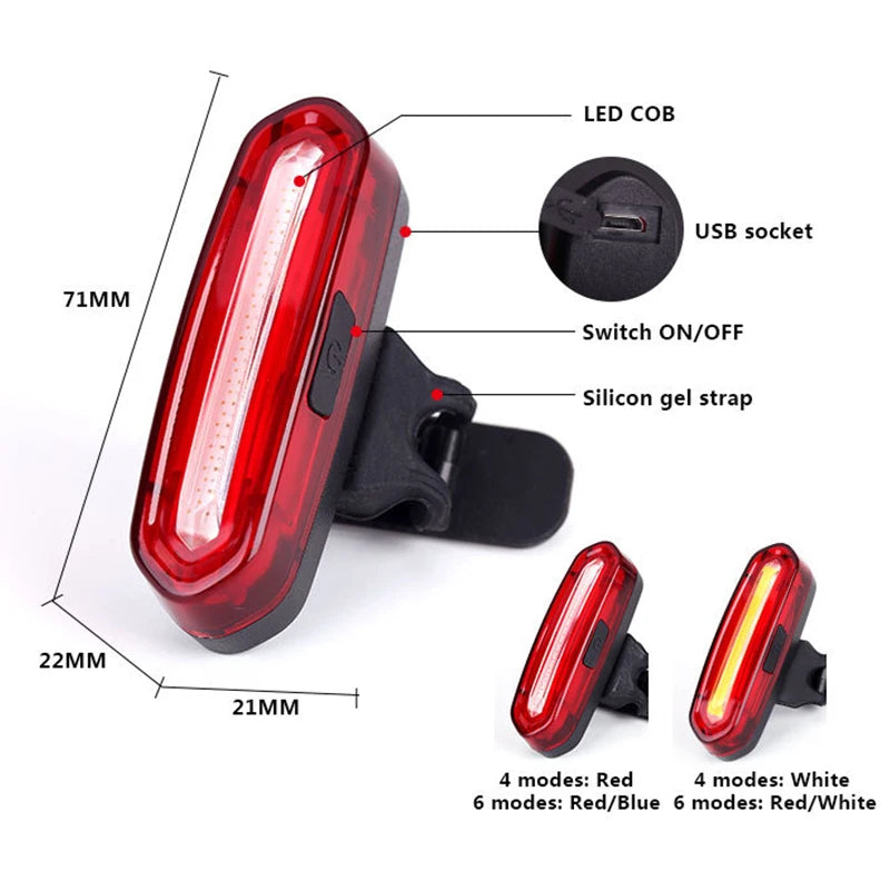 Luz Traseira de Bicicleta Impermeável, Lanterna Traseira de Alta Luminosidade para Ciclismo Noturno.