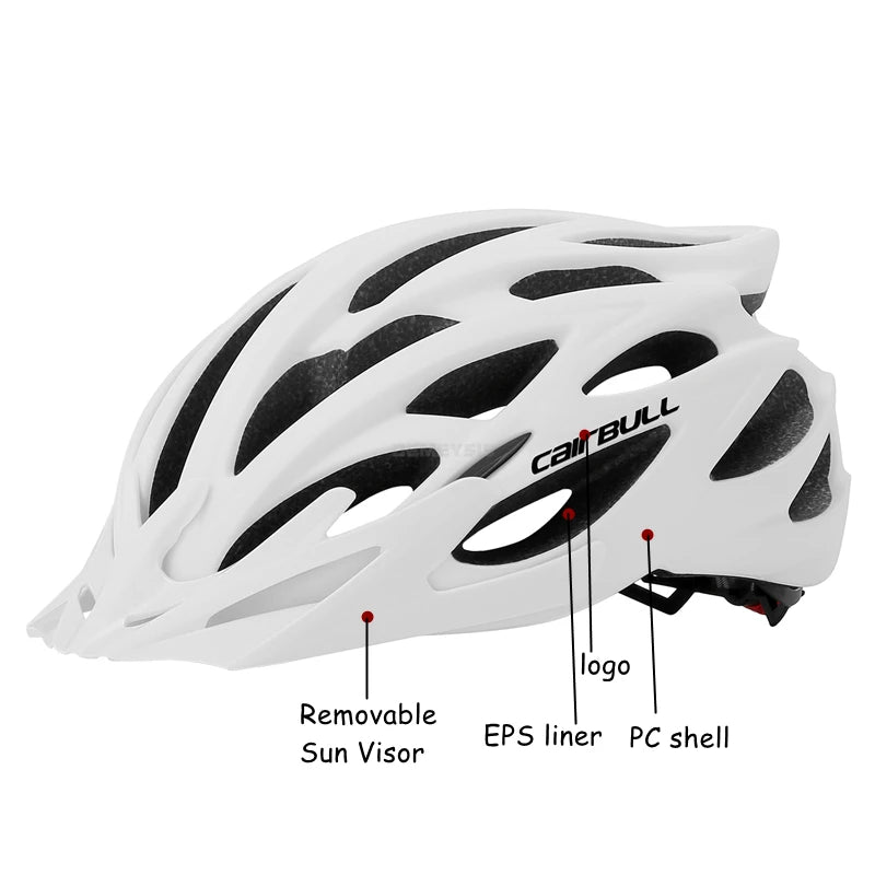 Capacete de Segurança Ultraleve para Ciclismo, Capacete com Luz Traseira para Bicicleta, com Lente e Viseira Removíveis.