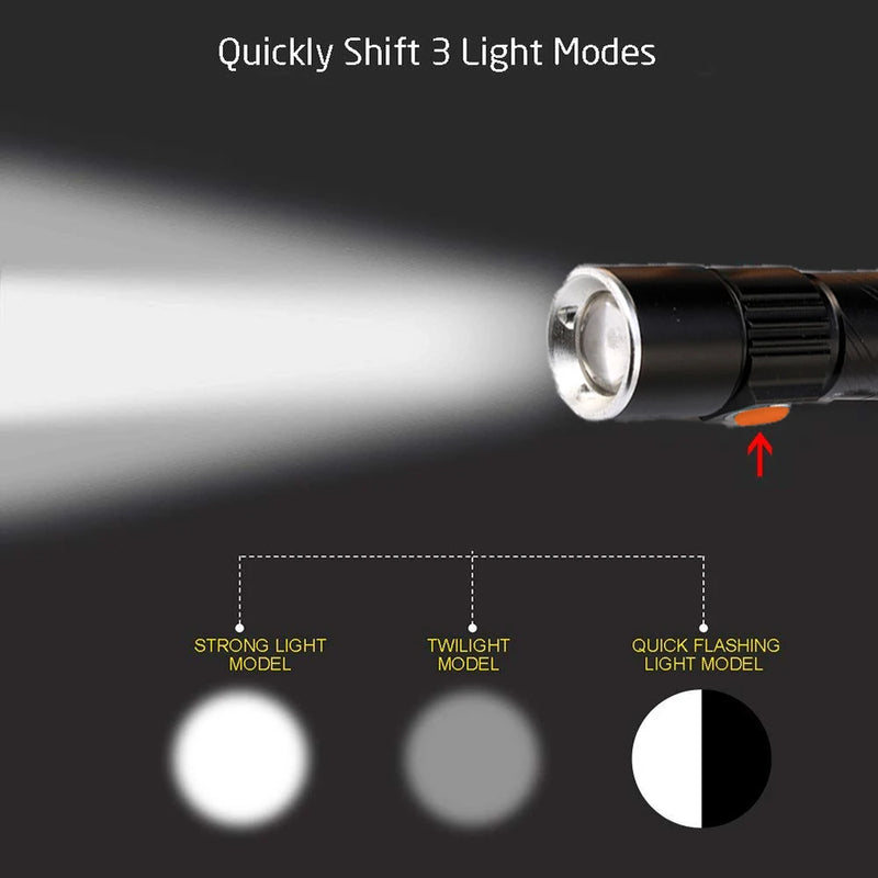 3 em 1 - 8000 Lúmens. Luz para Bicicleta USB recarregável LED à Prova d'Água Super Brilhante.