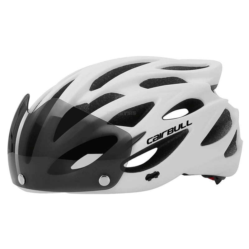 Capacete de Segurança Ultraleve para Ciclismo, Capacete com Luz Traseira para Bicicleta, com Lente e Viseira Removíveis.