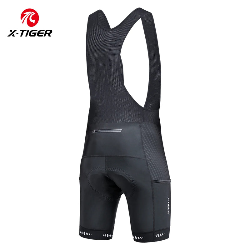 Shorts de Ciclismo Masculino X-TIGER com Bolso Traseiro - Bermuda com Forro de Gel 5D para Ciclismo de Montanha e Estrada, Meio-Comprimento, Justa ao Corpo